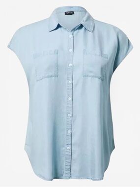 Torrid Chambray Button Up Dolman Shirt Light Blue Size 2X TENCEL